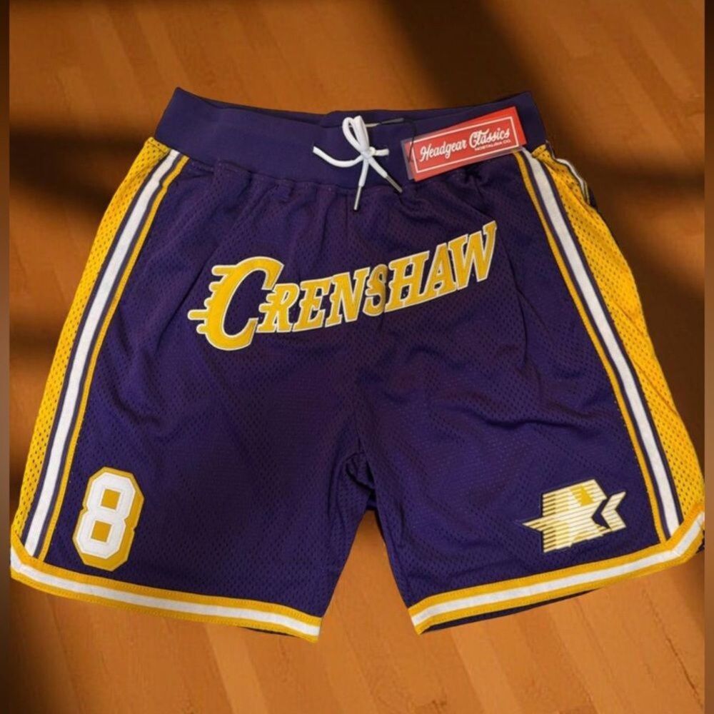 Crenshaw Kobe Bryant #8 Mesh Basketball Shorts Men's Medium Purple Gold BNWT